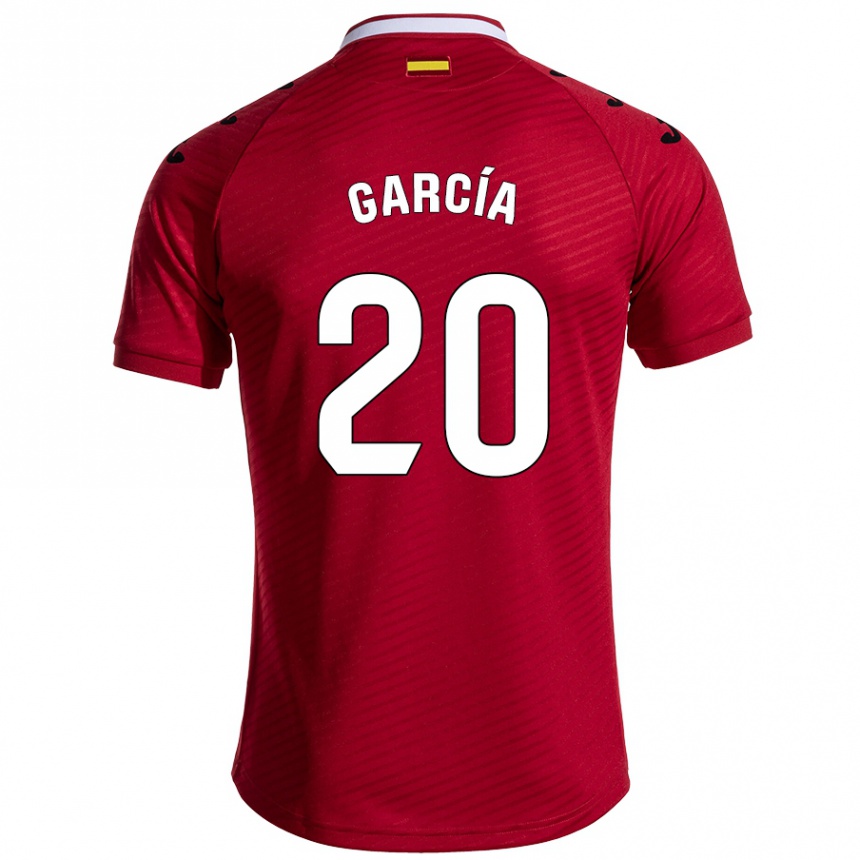 キッズフットボールÁlex García#20ダークレッドアウェイシャツ2024/25ジャージーユニフォーム