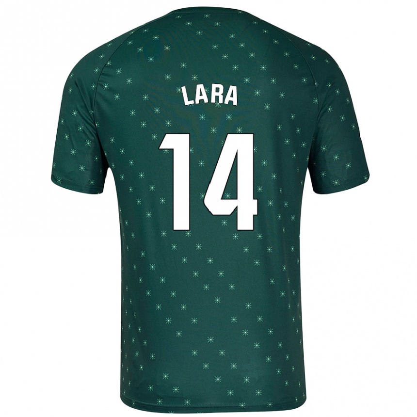 キッズフットボールLuis Lara#14ダークグリーンアウェイシャツ2024/25ジャージーユニフォーム