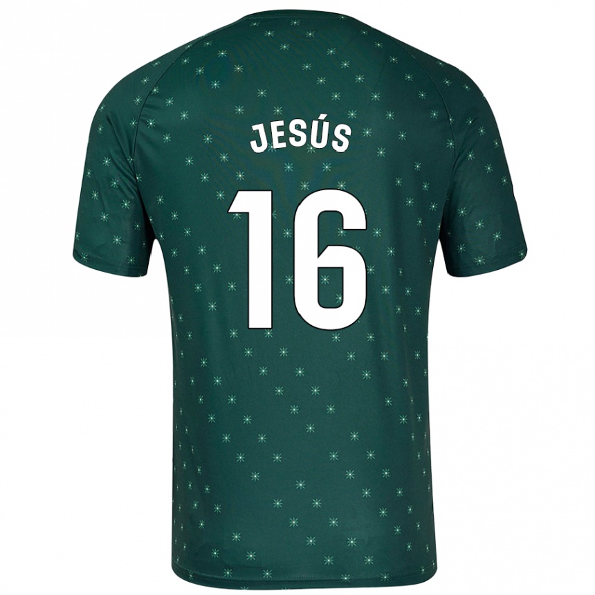 キッズフットボールAntonio Jesús#16ダークグリーンアウェイシャツ2024/25ジャージーユニフォーム