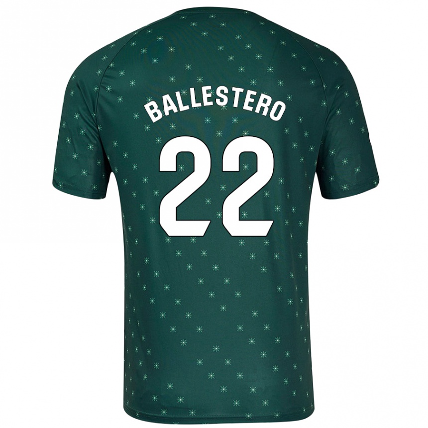 キッズフットボールCarlos Ballestero#22ダークグリーンアウェイシャツ2024/25ジャージーユニフォーム