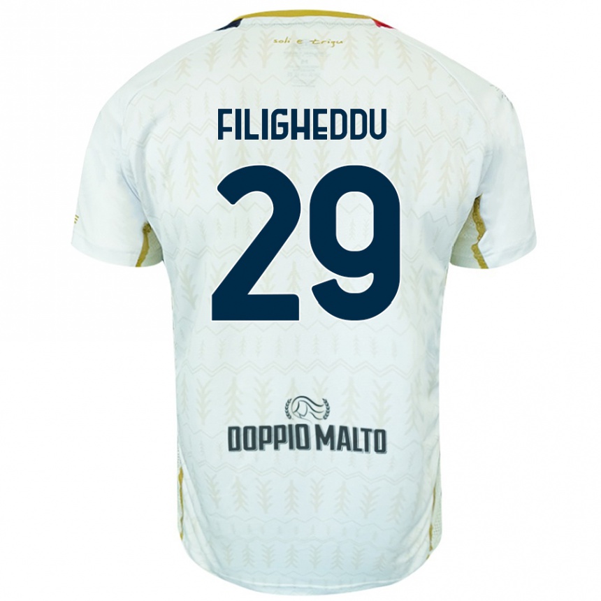 キッズフットボールDaniele Filigheddu#29白アウェイシャツ2024/25ジャージーユニフォーム