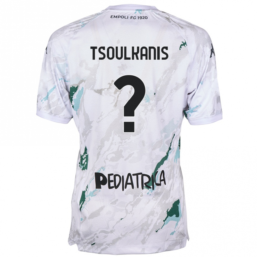 キッズフットボールKonstantinos Tsoulkanis#0グレーアウェイシャツ2024/25ジャージーユニフォーム