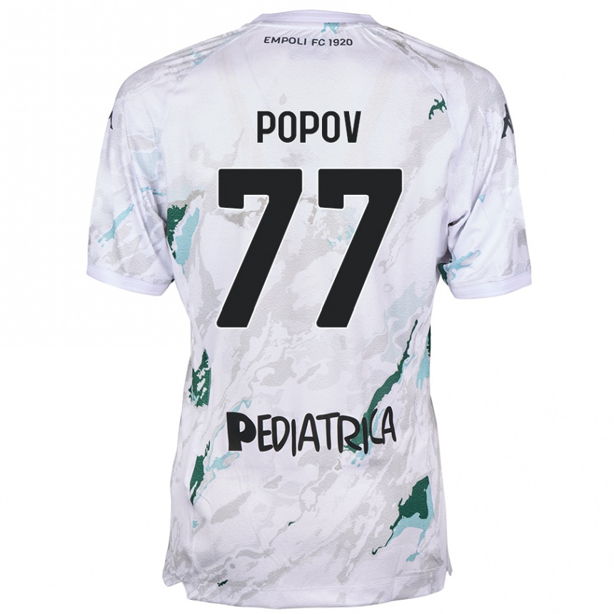 キッズフットボールBogdan Popov#77グレーアウェイシャツ2024/25ジャージーユニフォーム