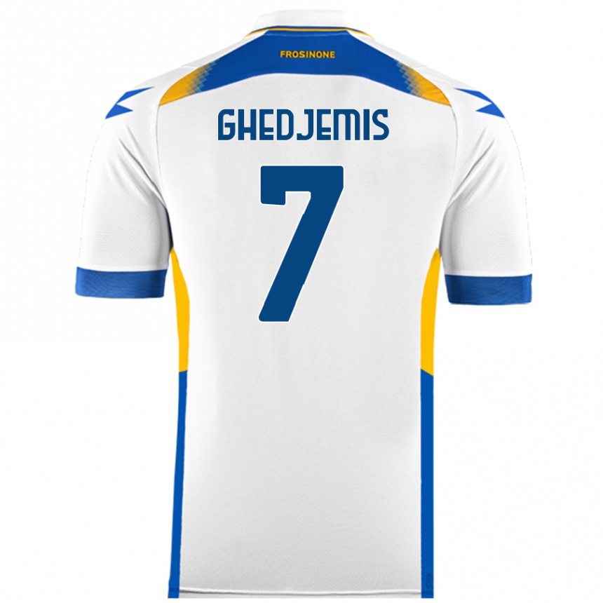 キッズフットボールFarès Ghedjemis#7白アウェイシャツ2024/25ジャージーユニフォーム