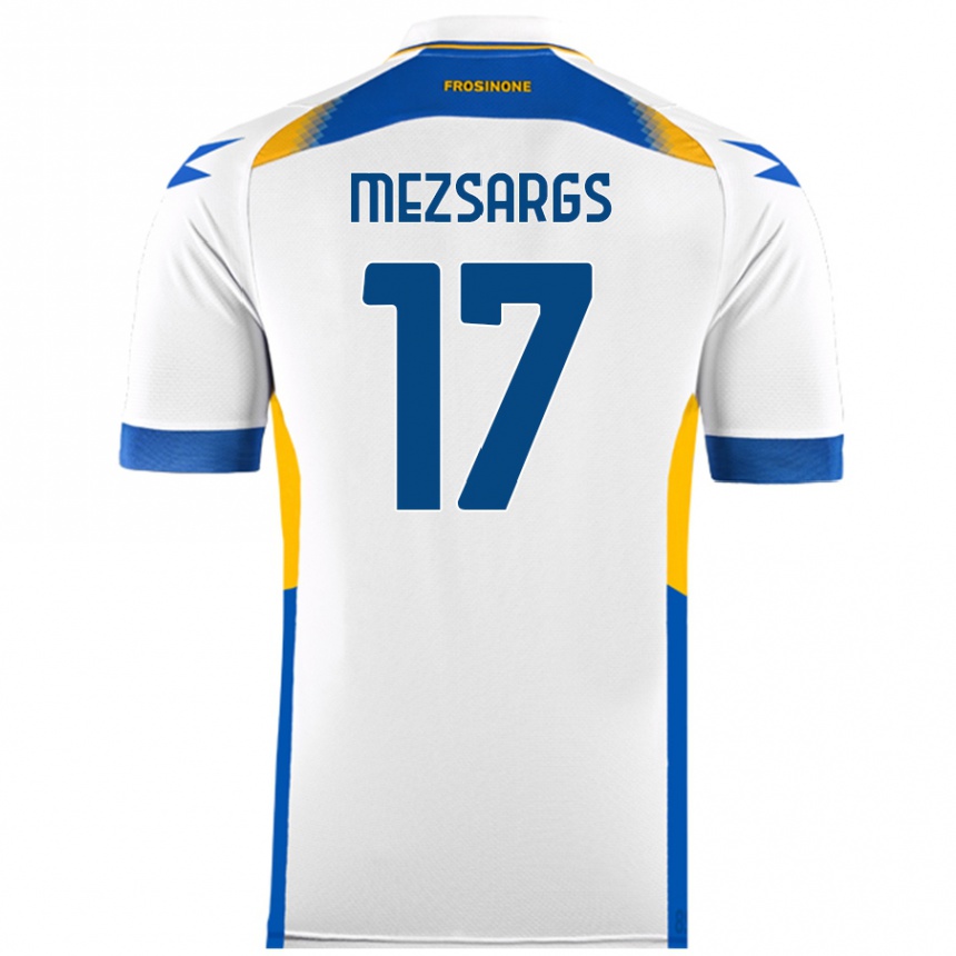 キッズフットボールKristians Mezsargs#17白アウェイシャツ2024/25ジャージーユニフォーム