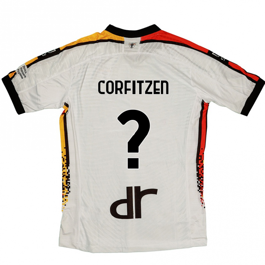 キッズフットボールJeppe Corfitzen#0白 黒アウェイシャツ2024/25ジャージーユニフォーム