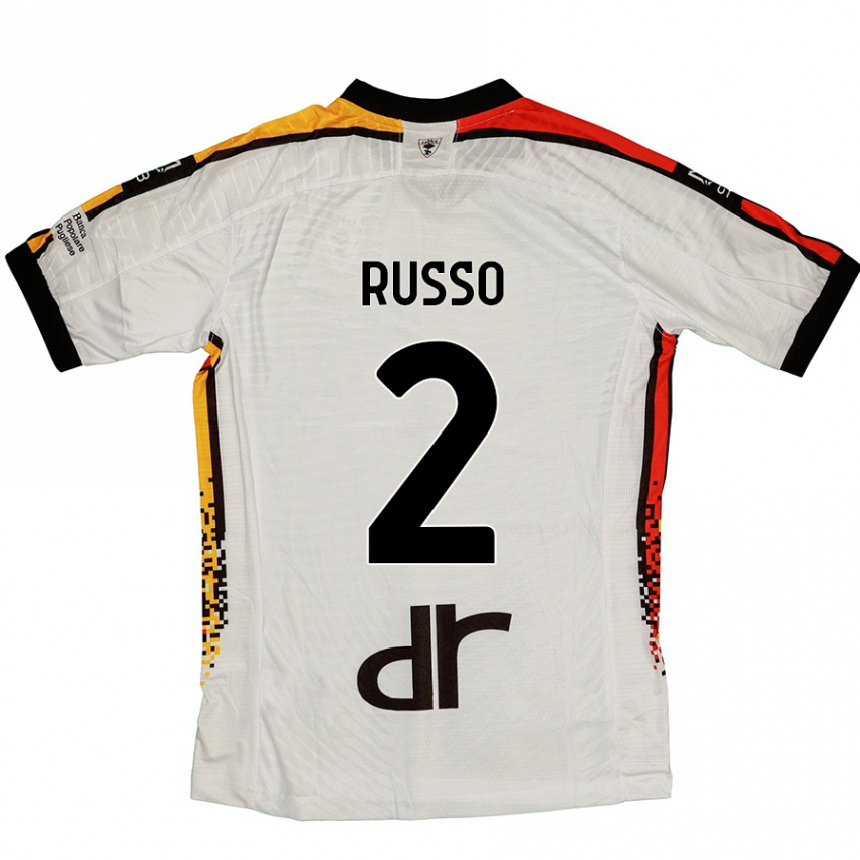 キッズフットボールLuca Russo#2白 黒アウェイシャツ2024/25ジャージーユニフォーム