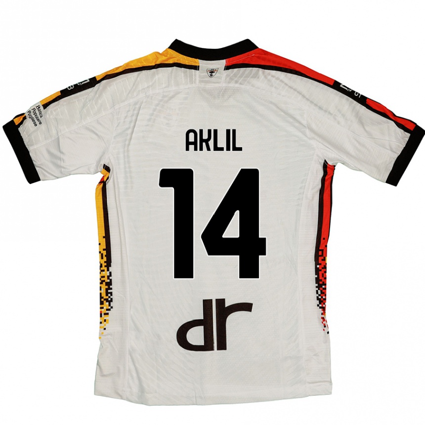 キッズフットボールLino Aklil#14白 黒アウェイシャツ2024/25ジャージーユニフォーム