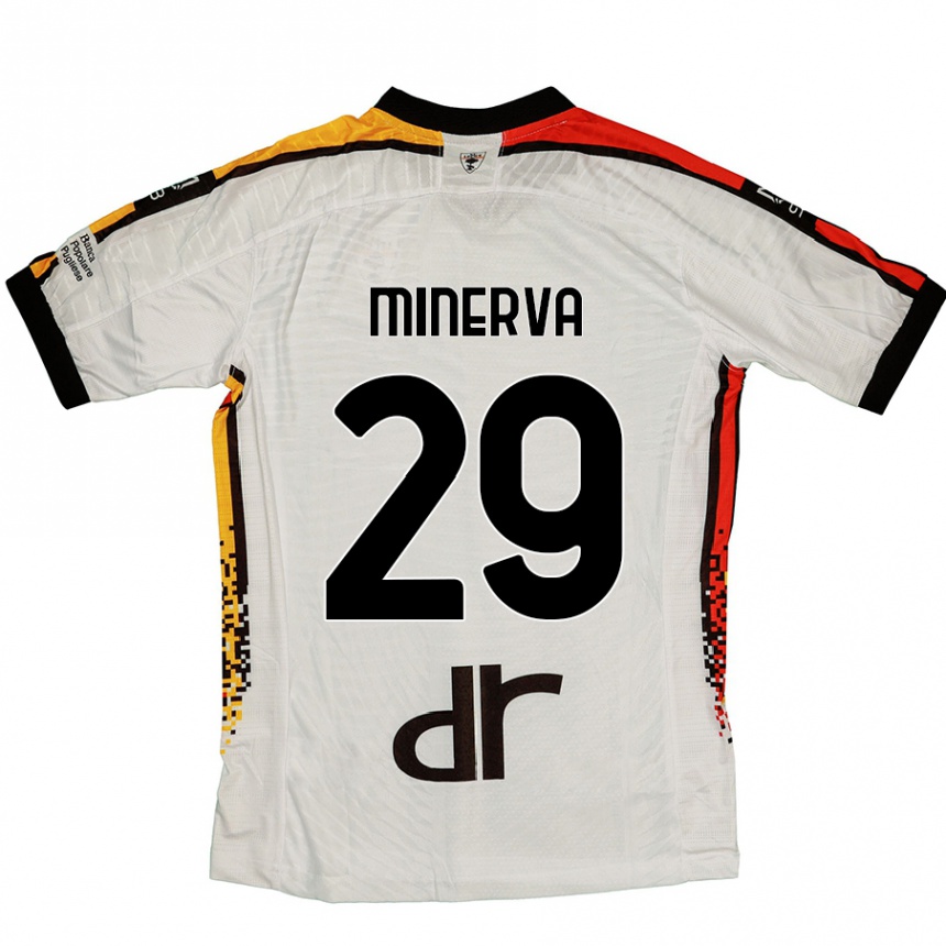 キッズフットボールFrancesco Minerva#29白 黒アウェイシャツ2024/25ジャージーユニフォーム