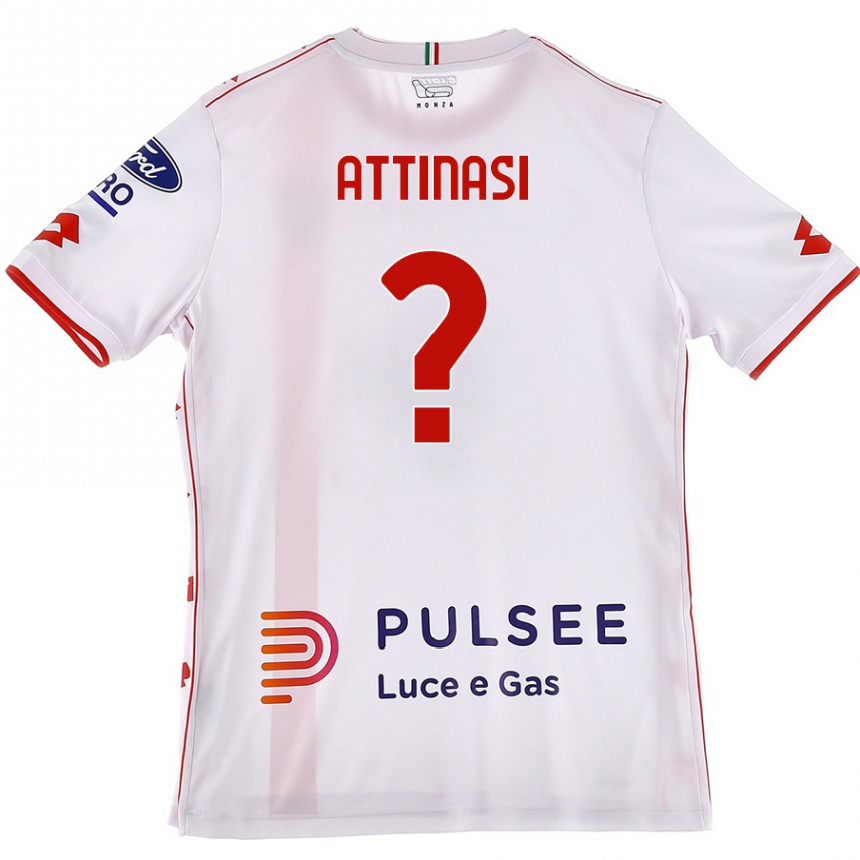 キッズフットボールMattia Attinasi#0白 赤アウェイシャツ2024/25ジャージーユニフォーム