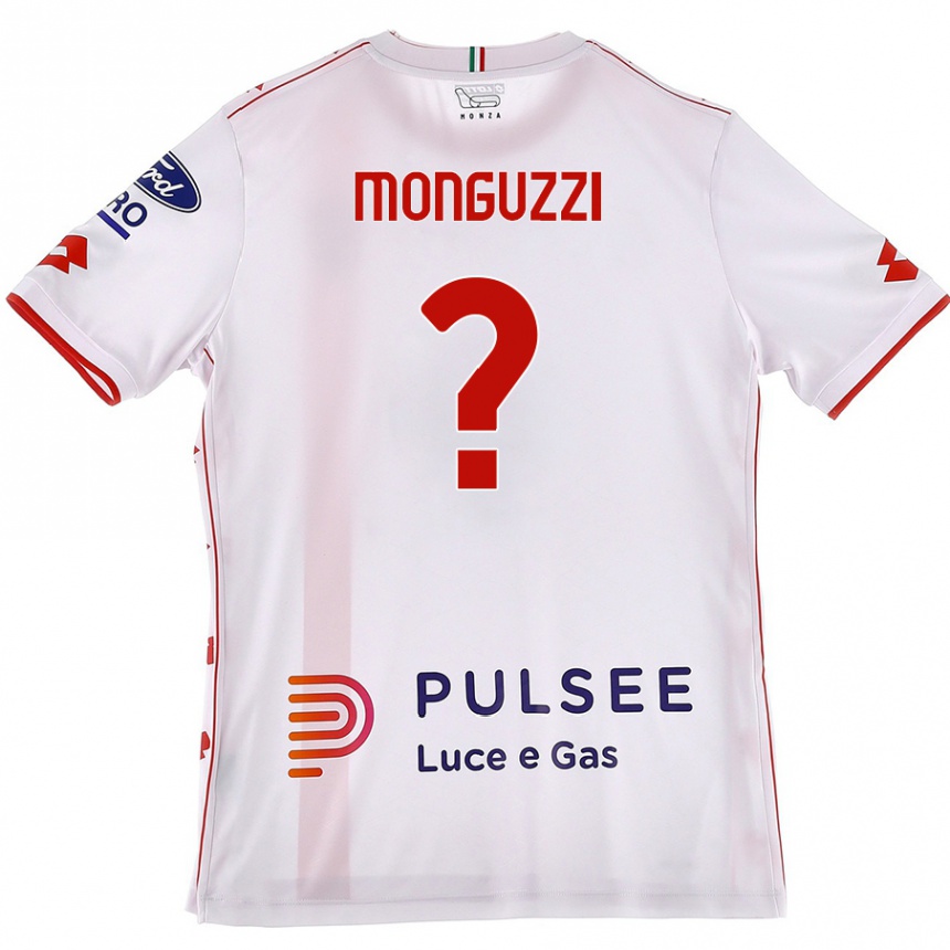 キッズフットボールFilippo Monguzzi#0白 赤アウェイシャツ2024/25ジャージーユニフォーム