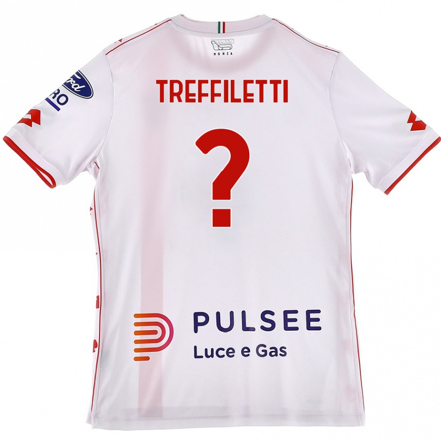 キッズフットボールDanilo Treffiletti#0白 赤アウェイシャツ2024/25ジャージーユニフォーム