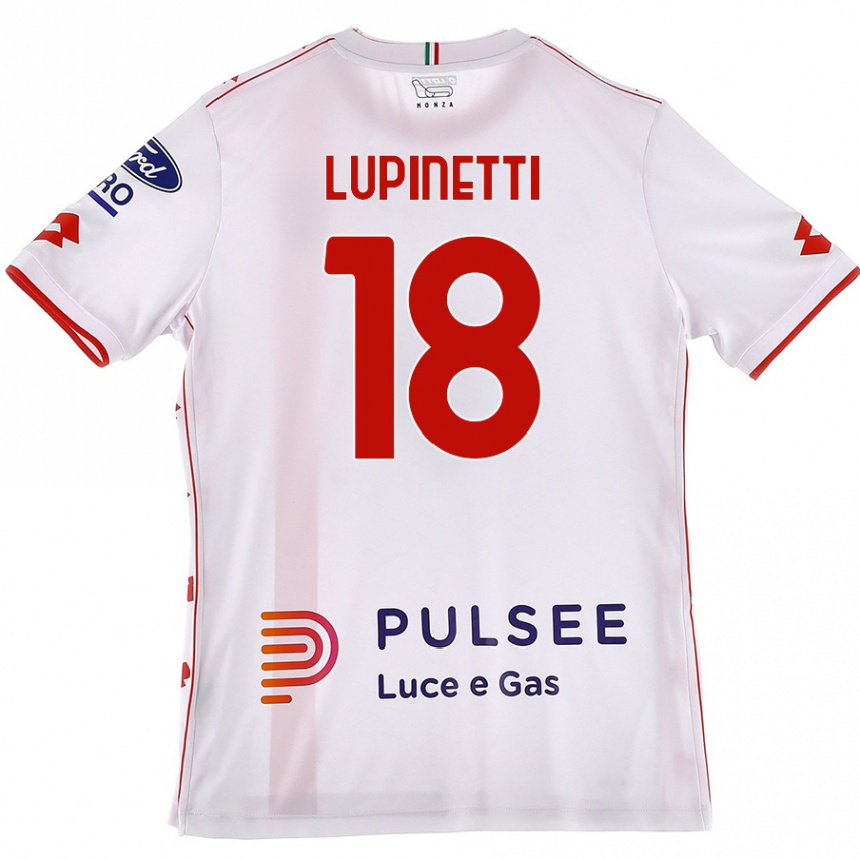 キッズフットボールTommaso Lupinetti#18白 赤アウェイシャツ2024/25ジャージーユニフォーム