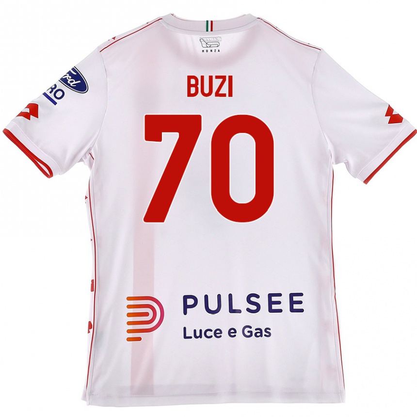 キッズフットボールLuis Buzi#70白 赤アウェイシャツ2024/25ジャージーユニフォーム