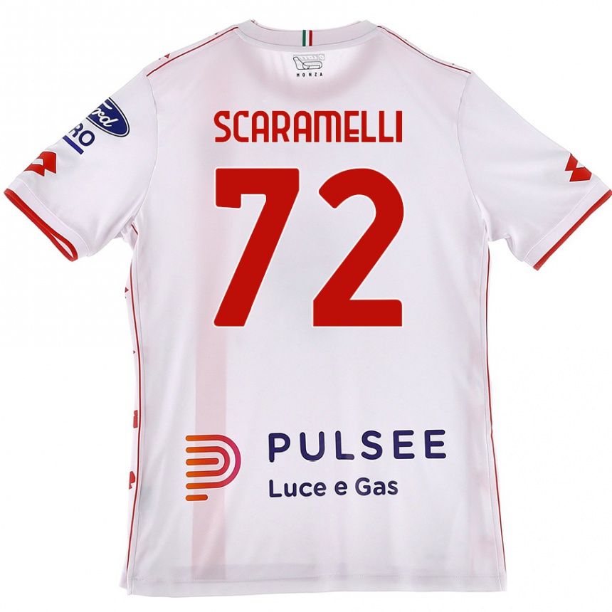 キッズフットボールEndris Scaramelli#72白 赤アウェイシャツ2024/25ジャージーユニフォーム