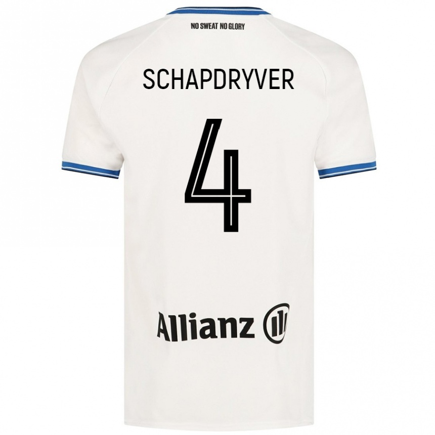 キッズフットボールEmely Schapdryver#4白アウェイシャツ2024/25ジャージーユニフォーム