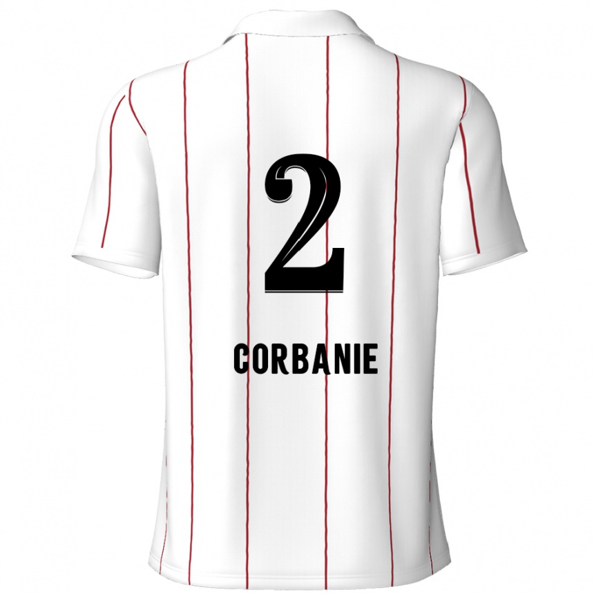 キッズフットボールKobe Corbanie#2白 黒アウェイシャツ2024/25ジャージーユニフォーム