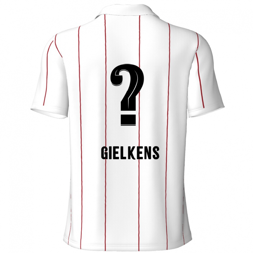 キッズフットボールMathijs Gielkens#0白 黒アウェイシャツ2024/25ジャージーユニフォーム