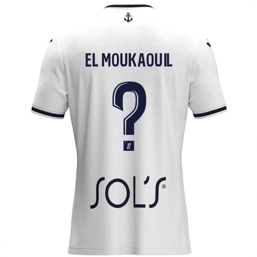 キッズフットボールMohamed El Moukaouil#0白 ダークブルーアウェイシャツ2024/25ジャージーユニフォーム