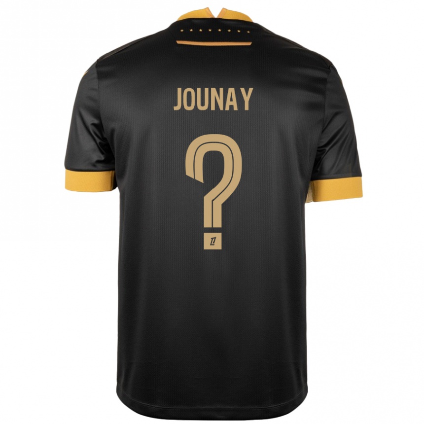 キッズフットボールAlix Jounay#0ブラック ブラウンアウェイシャツ2024/25ジャージーユニフォーム