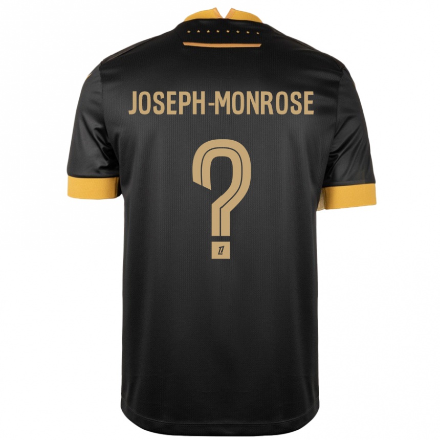 キッズフットボールFlorian Joseph-Monrose#0ブラック ブラウンアウェイシャツ2024/25ジャージーユニフォーム