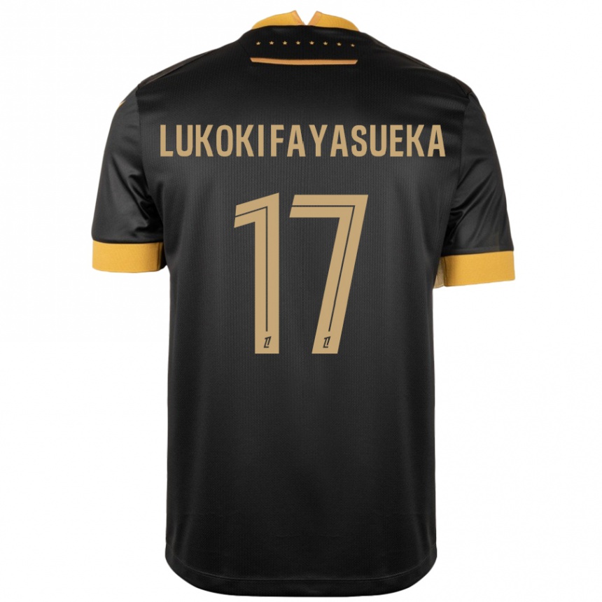 キッズフットボールKévin Lukoki Fayasueka#17ブラック ブラウンアウェイシャツ2024/25ジャージーユニフォーム