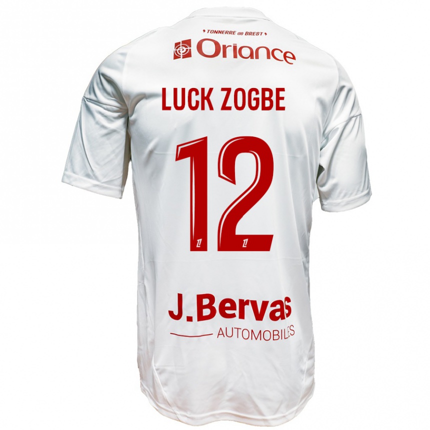 キッズフットボールLuck Zogbé#12白 赤アウェイシャツ2024/25ジャージーユニフォーム