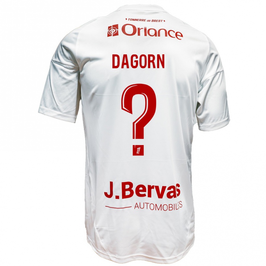 キッズフットボールMaxime Dagorn#0白 赤アウェイシャツ2024/25ジャージーユニフォーム