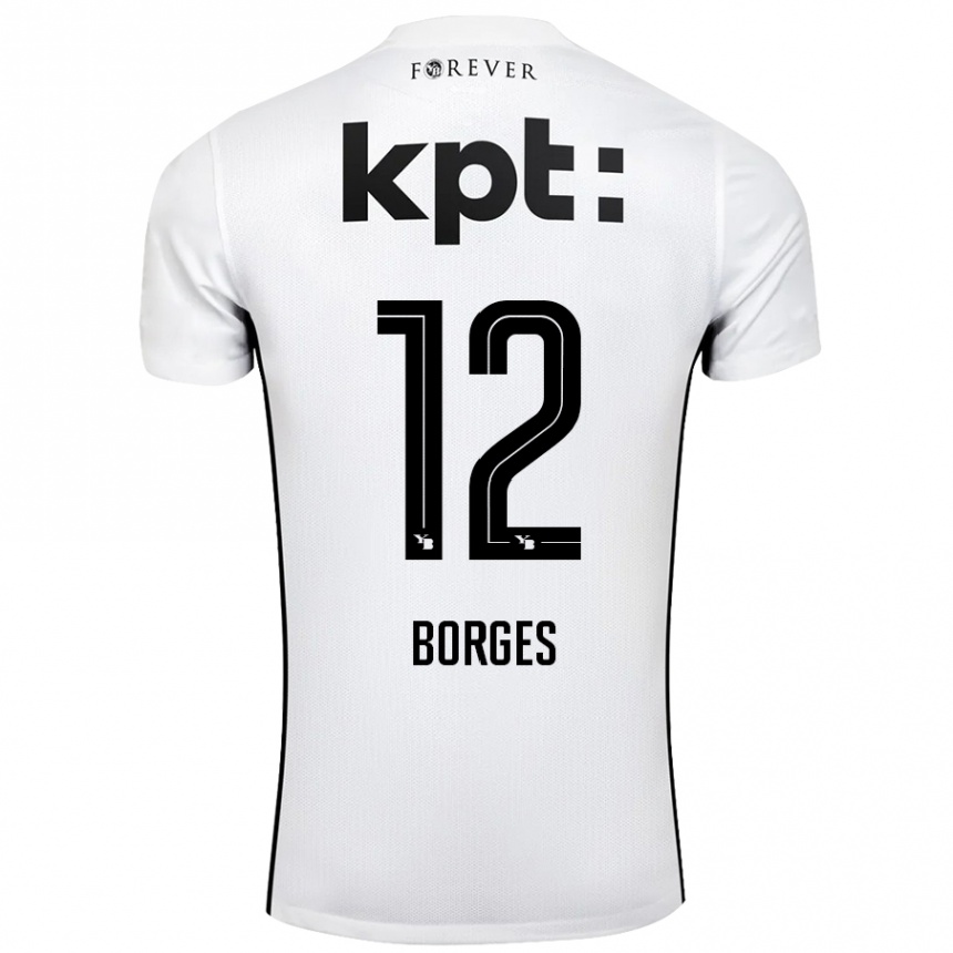 キッズフットボールDavid Borges#12白 黒アウェイシャツ2024/25ジャージーユニフォーム