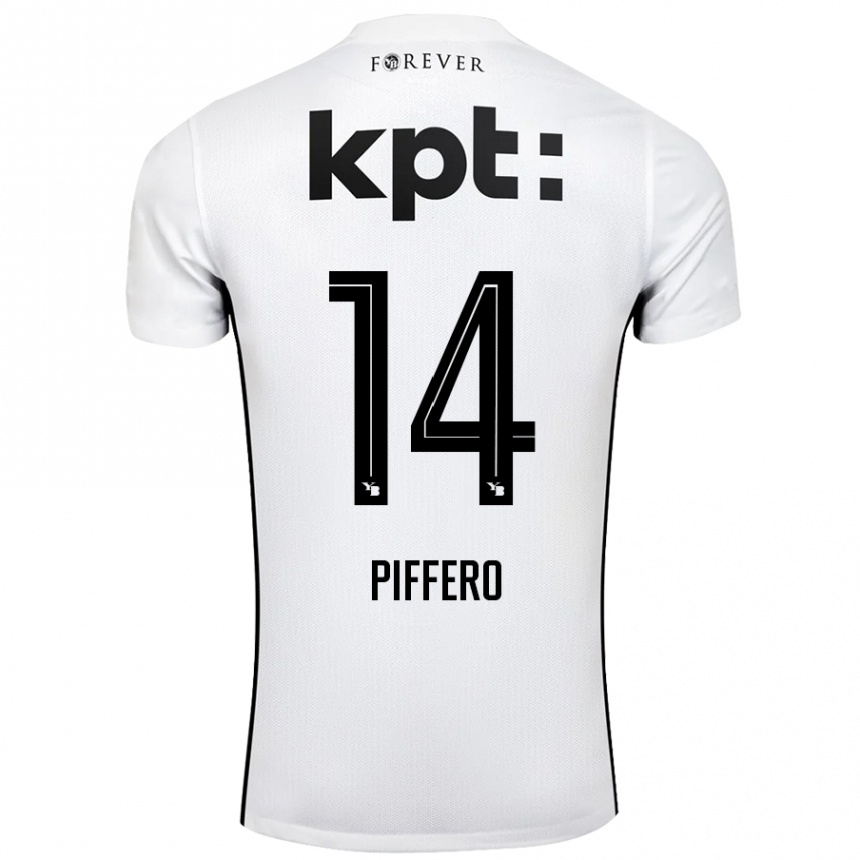 キッズフットボールDavid Piffero#14白 黒アウェイシャツ2024/25ジャージーユニフォーム