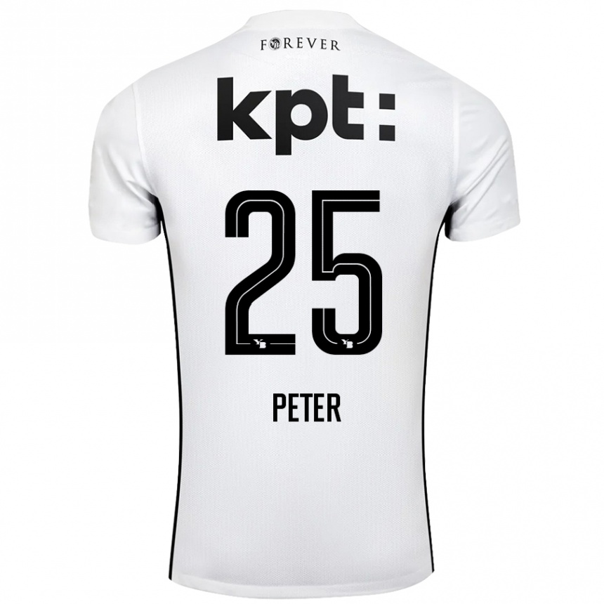 キッズフットボールLuc Peter#25白 黒アウェイシャツ2024/25ジャージーユニフォーム