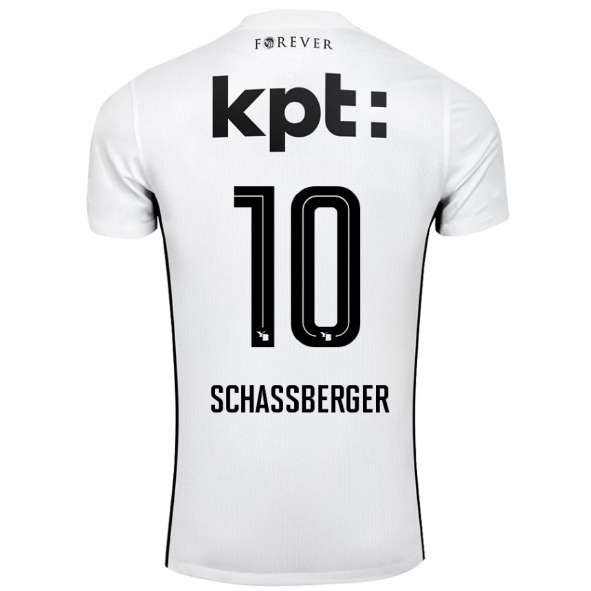 キッズフットボールJulia Schassberger#10白 黒アウェイシャツ2024/25ジャージーユニフォーム