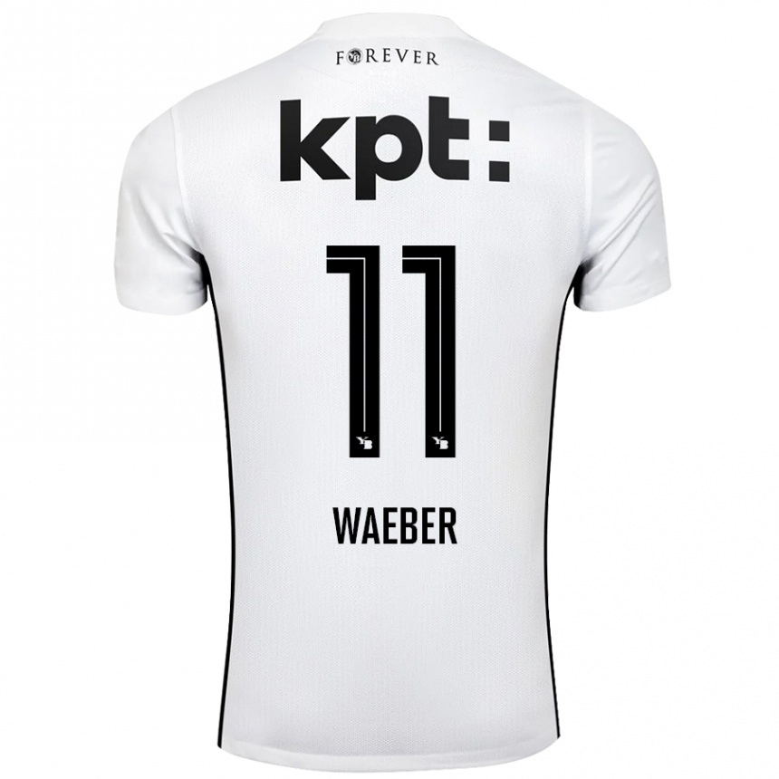 キッズフットボールStéphanie Waeber#11白 黒アウェイシャツ2024/25ジャージーユニフォーム