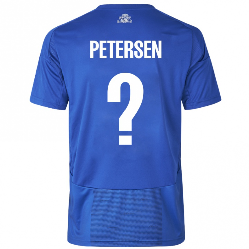 キッズフットボールFrederik Petersen#0ホワイト ブルーアウェイシャツ2024/25ジャージーユニフォーム