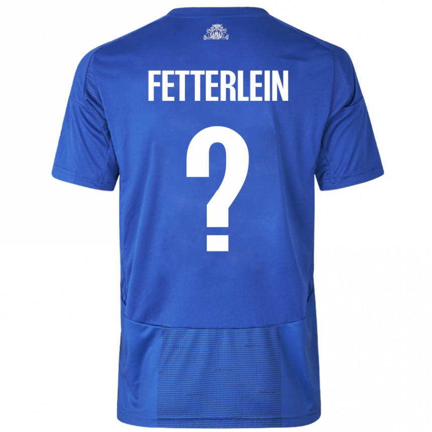 キッズフットボールSean Fetterlein#0ホワイト ブルーアウェイシャツ2024/25ジャージーユニフォーム