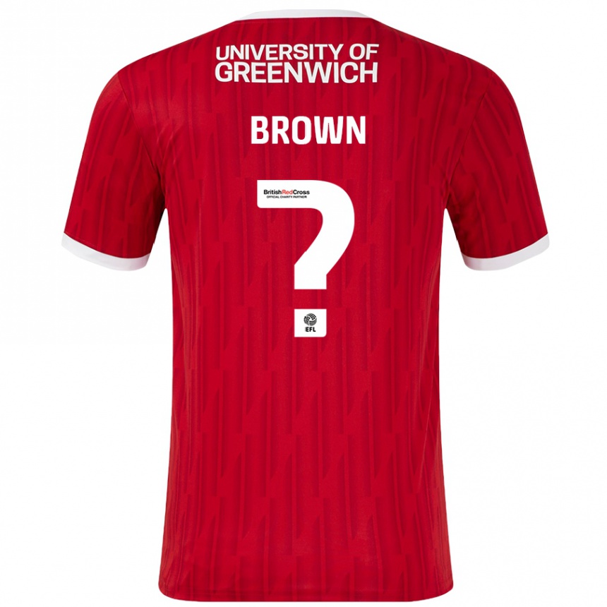 メンズフットボールEthan Brown#0赤 白ホームシャツ2024/25ジャージーユニフォーム