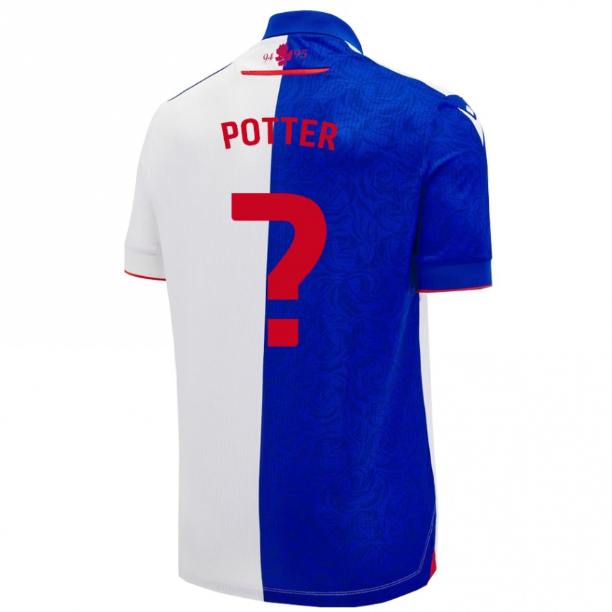 メンズフットボールAaron Potter#0スカイブルー ホワイトホームシャツ2024/25ジャージーユニフォーム