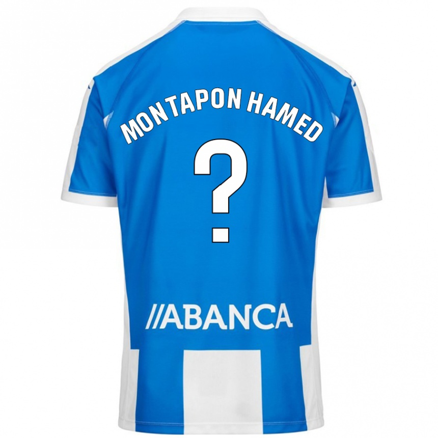 メンズフットボールFadil Montapon Hamed#0ブルーホワイトホームシャツ2024/25ジャージーユニフォーム