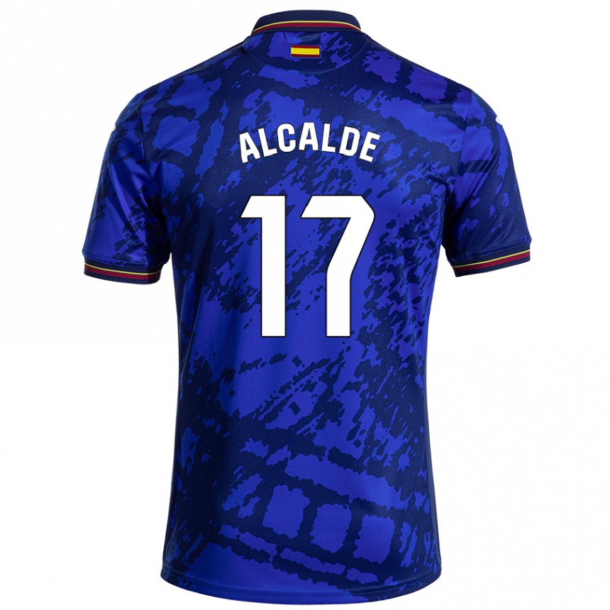 メンズフットボールJacobo Alcalde#17濃い青ホームシャツ2024/25ジャージーユニフォーム