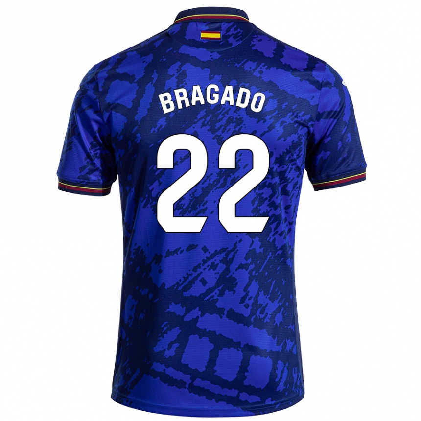 メンズフットボールAlonso Bragado#22濃い青ホームシャツ2024/25ジャージーユニフォーム