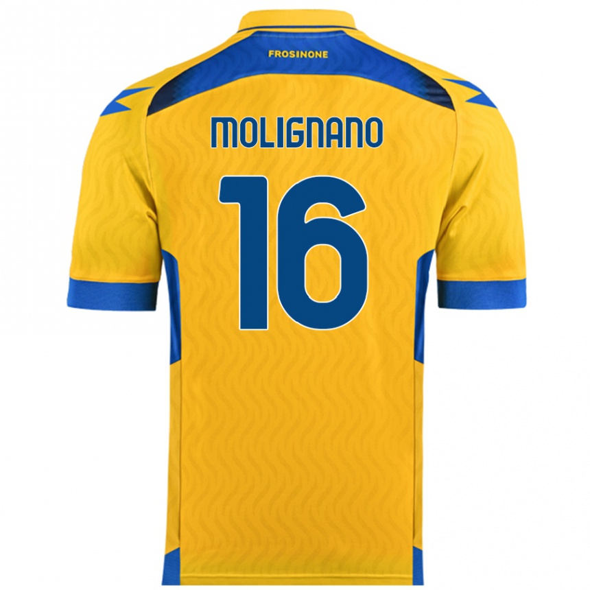 メンズフットボールGaetano Molignano#16黄ホームシャツ2024/25ジャージーユニフォーム