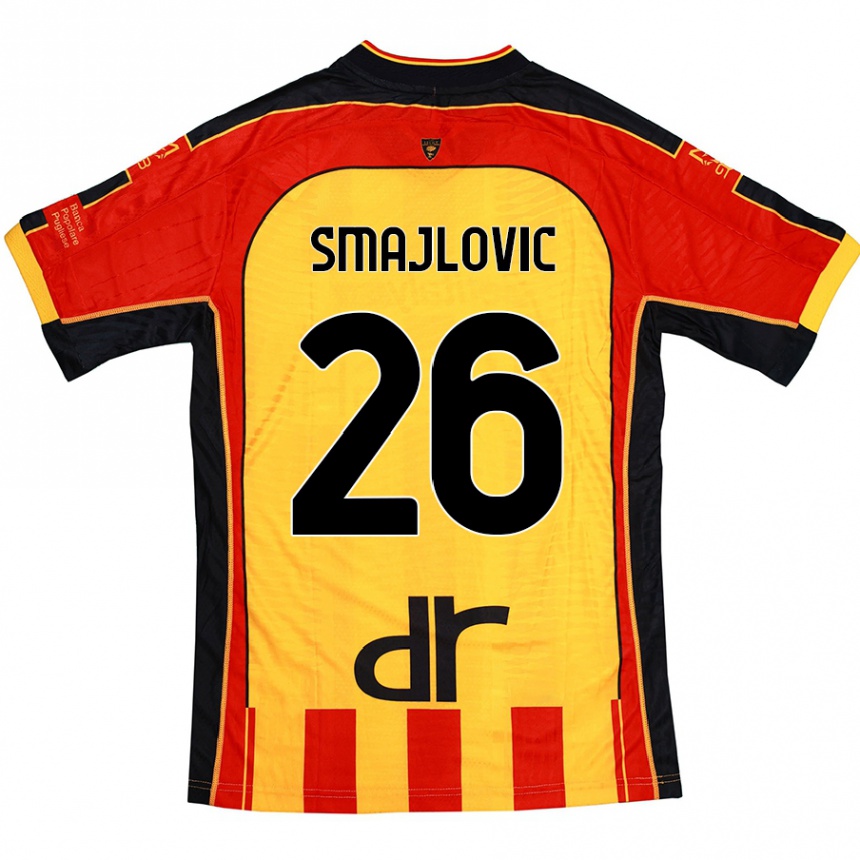 メンズフットボールZinedin Smajlovic#26黄 赤ホームシャツ2024/25ジャージーユニフォーム