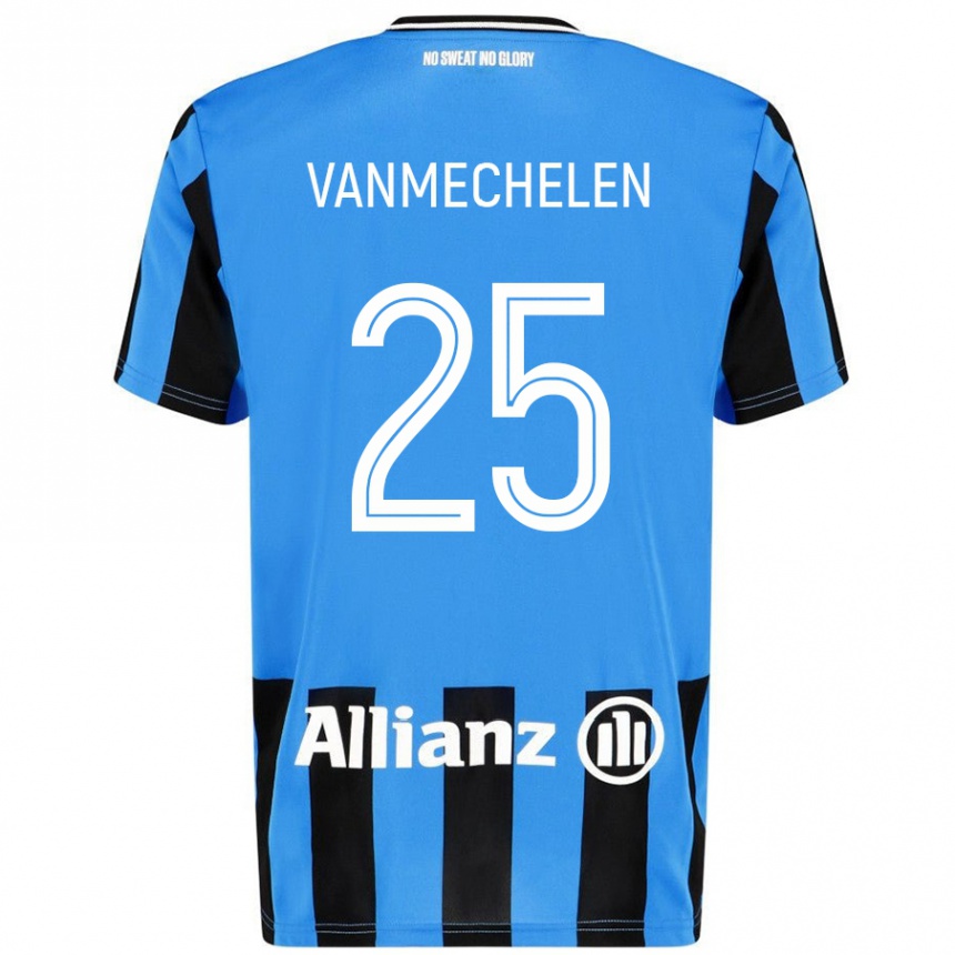 メンズフットボールDavinia Vanmechelen#25スカイブルー ブラックホームシャツ2024/25ジャージーユニフォーム