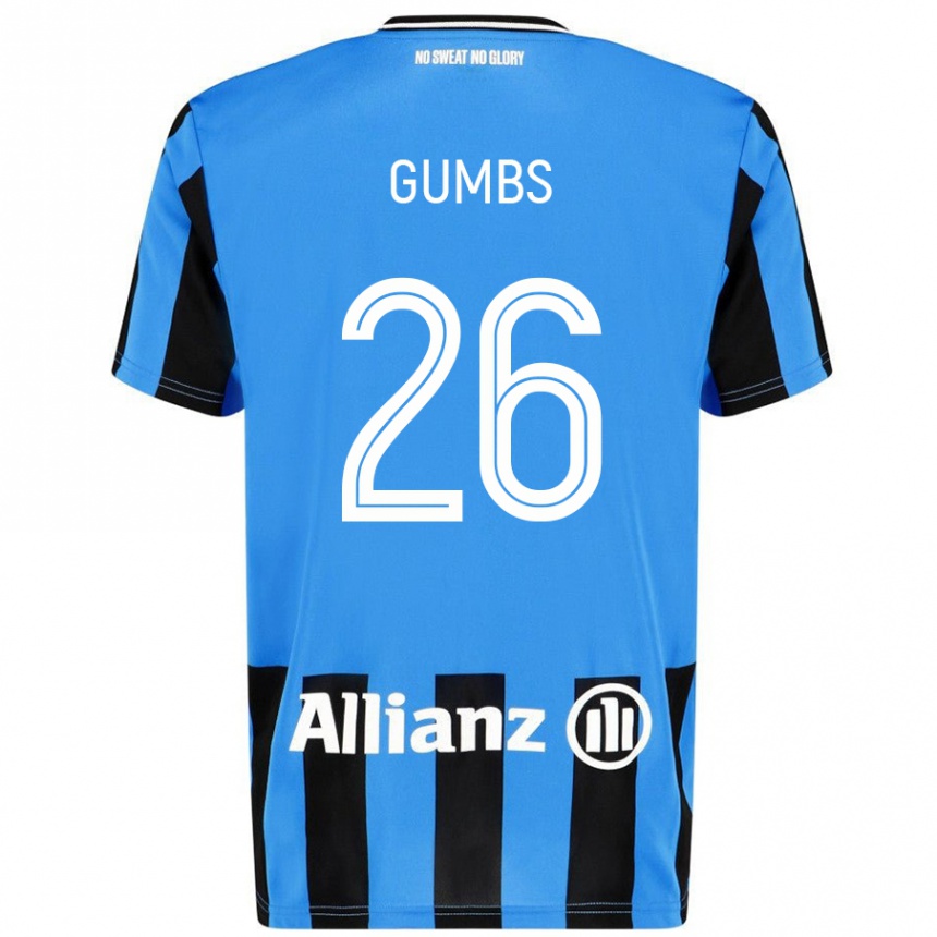 メンズフットボールAisse Gumbs#26スカイブルー ブラックホームシャツ2024/25ジャージーユニフォーム