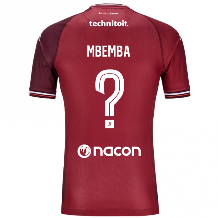 メンズフットボールAbdallah Mbemba#0レッドグレネードホームシャツ2024/25ジャージーユニフォーム