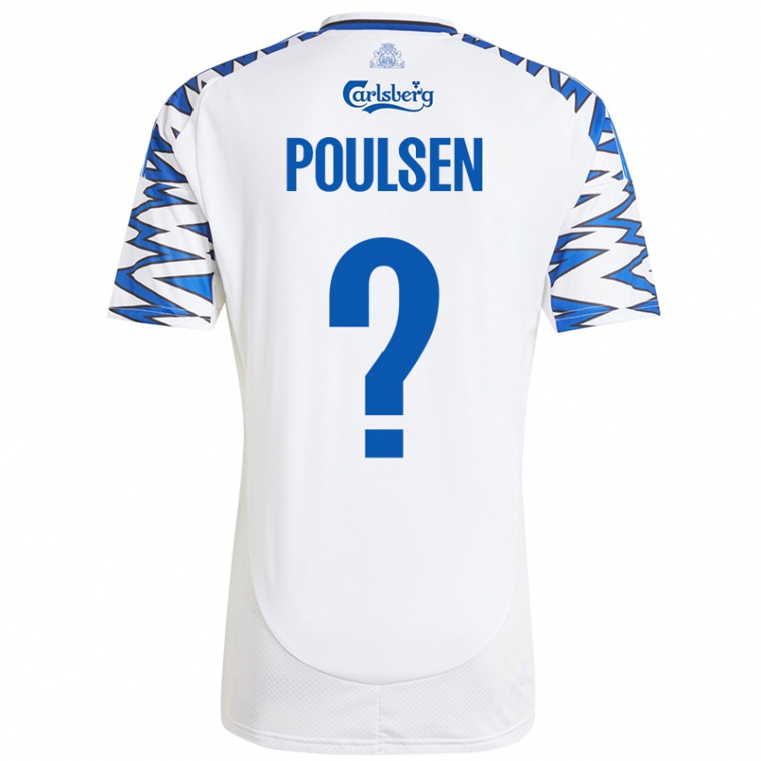 メンズフットボールXander Poulsen#0白 空 青ホームシャツ2024/25ジャージーユニフォーム