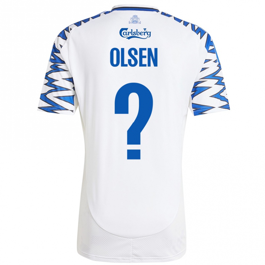 メンズフットボールGunnar Olsen#0白 空 青ホームシャツ2024/25ジャージーユニフォーム