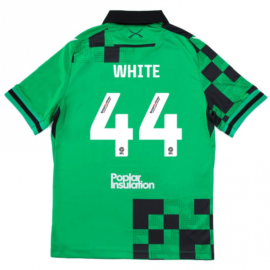 メンズフットボールCharlie White#44グリーンブラックアウェイシャツ2024/25ジャージーユニフォーム