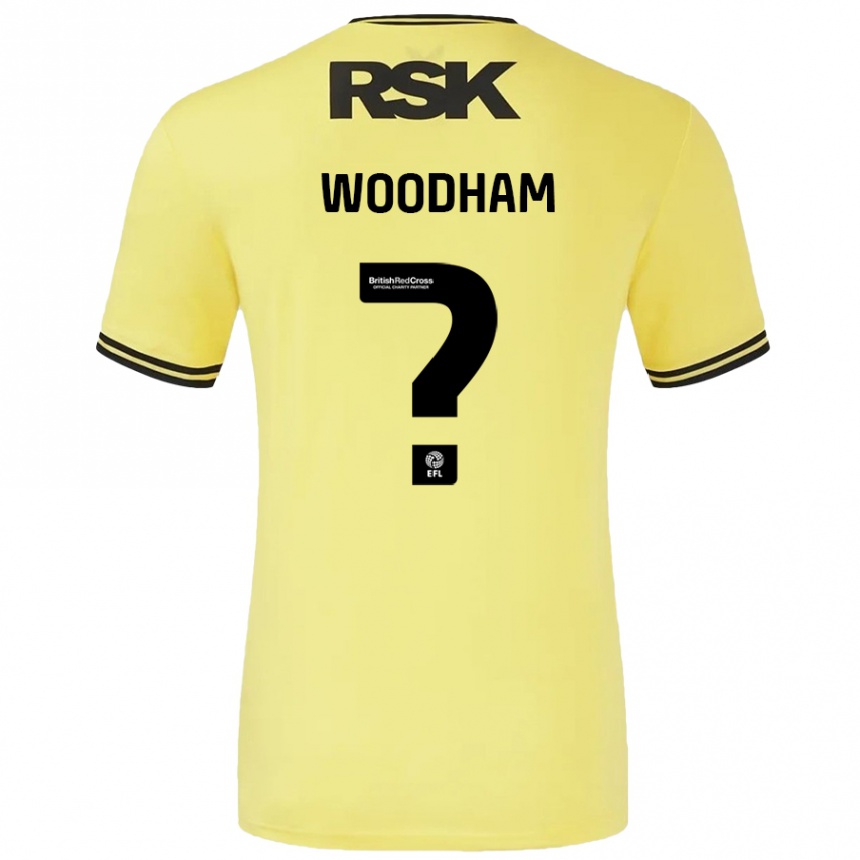 メンズフットボールFinley Woodham#0黄 黒アウェイシャツ2024/25ジャージーユニフォーム