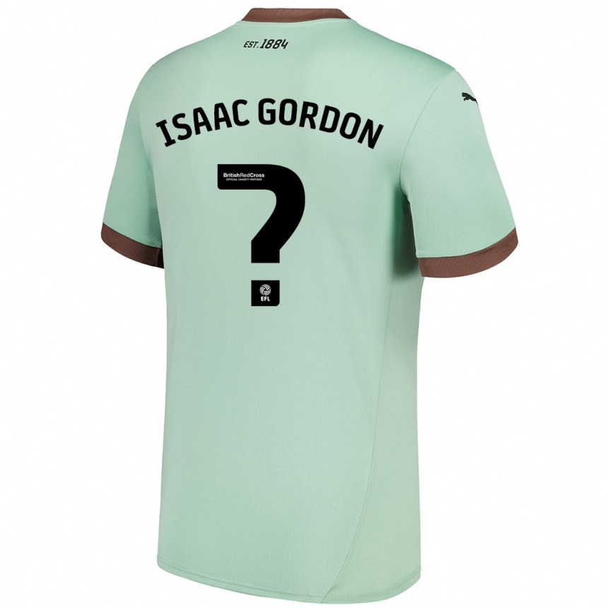 メンズフットボールIsaac Gordon#0淡い緑アウェイシャツ2024/25ジャージーユニフォーム